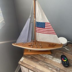  Vintage Wooden Sailboat Model – Nautical Decor