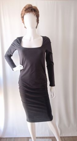 Black Long Sleeve Bodycon Midi Dress