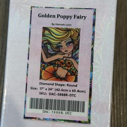 Diamond Art Club Painting DAC Golden Poppy Fairy By Hannah Lynn NEW RETIRED RARE