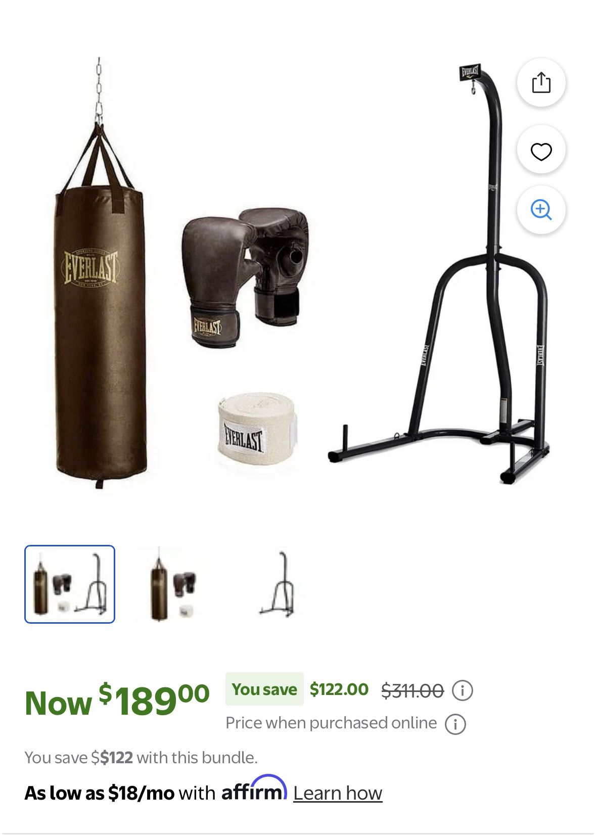 Everlast Punching Bag With Stand 