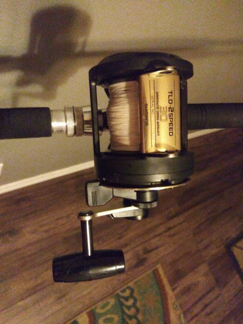 Tld 2 speed reel on a trolling roller rod combo