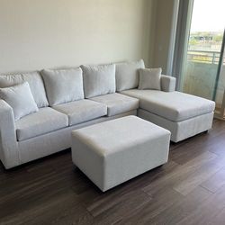 Brand new sectional and matching ottoman
