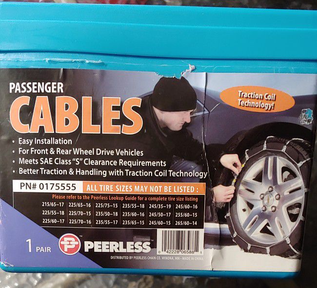 $15/set - 2. Sets Tire cable chains New in Box