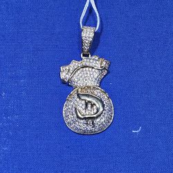 10kt YG Money Bag Pendant With Clear Stones. (C-2) ASK FOR RYAN. #00(contact info removed)  