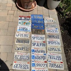 License plate Collection: Vintage Cali Exempt Plates- Yellow On Blue 