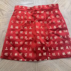 glitters for dinner woman’s red and gold mini skirt hand made with love in Thailand  Size medium 