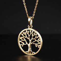 14K Pure Gold - Tree of Life Pendant Necklace