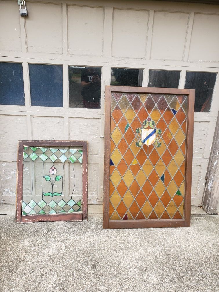 Vintage Antique Leaded Stained Glass Windows