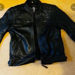 Black Leather Jacket Mens - Cafe Racer Real Lambskin Leather Distressed Motorcyc