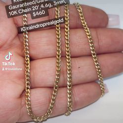 10K Gold Cuban Link Chain 20’