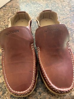 New Quoddy handmade Skiff2 whiskey leather slip-ons size 11