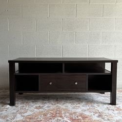 Low-Profile Entertainment Console – Dark Wood Finish