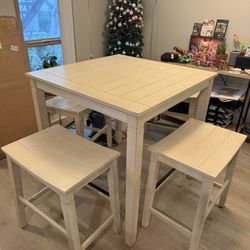 High Top Dining Table And Stools Farmhouse Style 