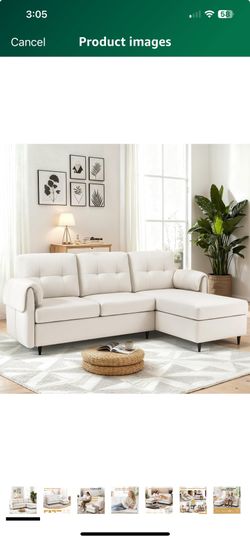 Convertible Sectional Couch, 79" 3 Seat L Shaped