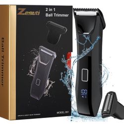 New In Box Body&Groin Hair Trimmer for Men,Waterproof Dual-Head Ceramic Blade Trimmer&Foil Blades,Wet&Dry Men’s Ball Shavers Rechargeable with LCD Dis