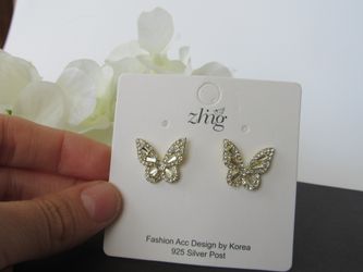 925 Sterling Silver Needle High-end Butterfly Earrings, Gold Color