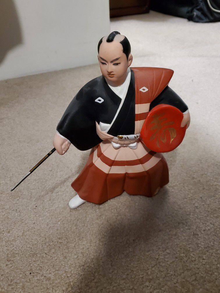 Hakata Doll Samurai Spear Statue 9 1/4" Tall
