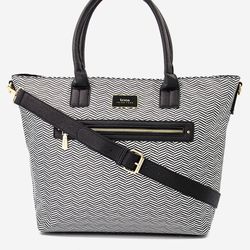Trina Turk Women Brand Leather Tote Bag 48 L x 32 H x 13 W cm, Black/White $148