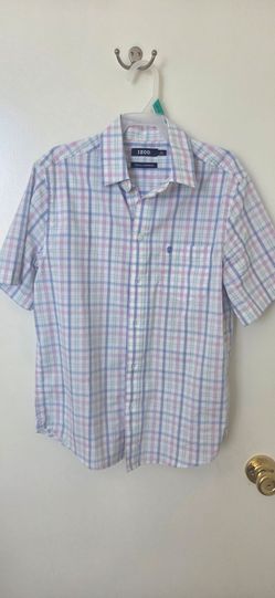 IZOD Men's Short Sleeve Plaid Button-Down Shirt