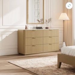 Fluted 6 Drawer Dresser w/ Faux Marble Top