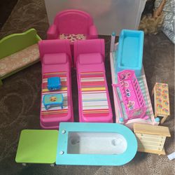 Barbie Dolls, Furniture And Clothes 
