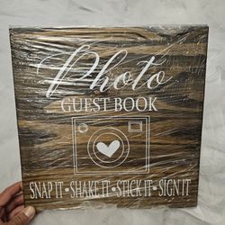 Photo guest book sign - wood - 12"x12"