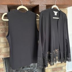 Misook Women’s Black 2 Pc Cardigan Ser