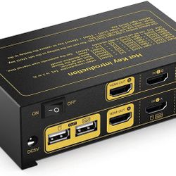 KVM Switch HDMI 2 Port, Dual Monitor Extended Display 4K@30Hz, USB and HDMI Switch for 2 Computers Share Keyboard Mouse Printer and 2 HD Monitor, Audi