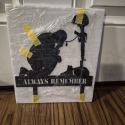 Always remember soldier praying metal decor sign