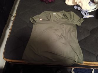 Olive Green V-Neck Athletic T-Shirt