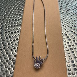 Sterling Silver Chain With Sterling Silver CZ Hand