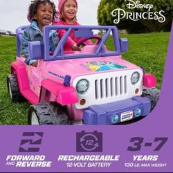 Power Wheels Disney Princess Jeep Wrangler Battery Powered Ride-on Vehicle, 12 V
