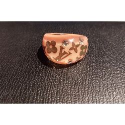 Louis Vuitton Authentic Orange Inclusion Ring with Crystal Accents Size 7