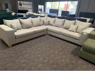 Linen large L shape sectional