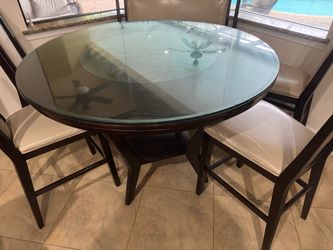 Round Glass Top Dining Table with 4 Chairs