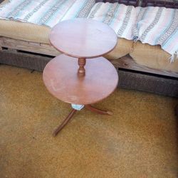 Wooden Side Table - Dual layer - Round - Feet Need Glue & screws (Have All Pieces) 29 H X 20 Diameter (15 D For Smaller Table)