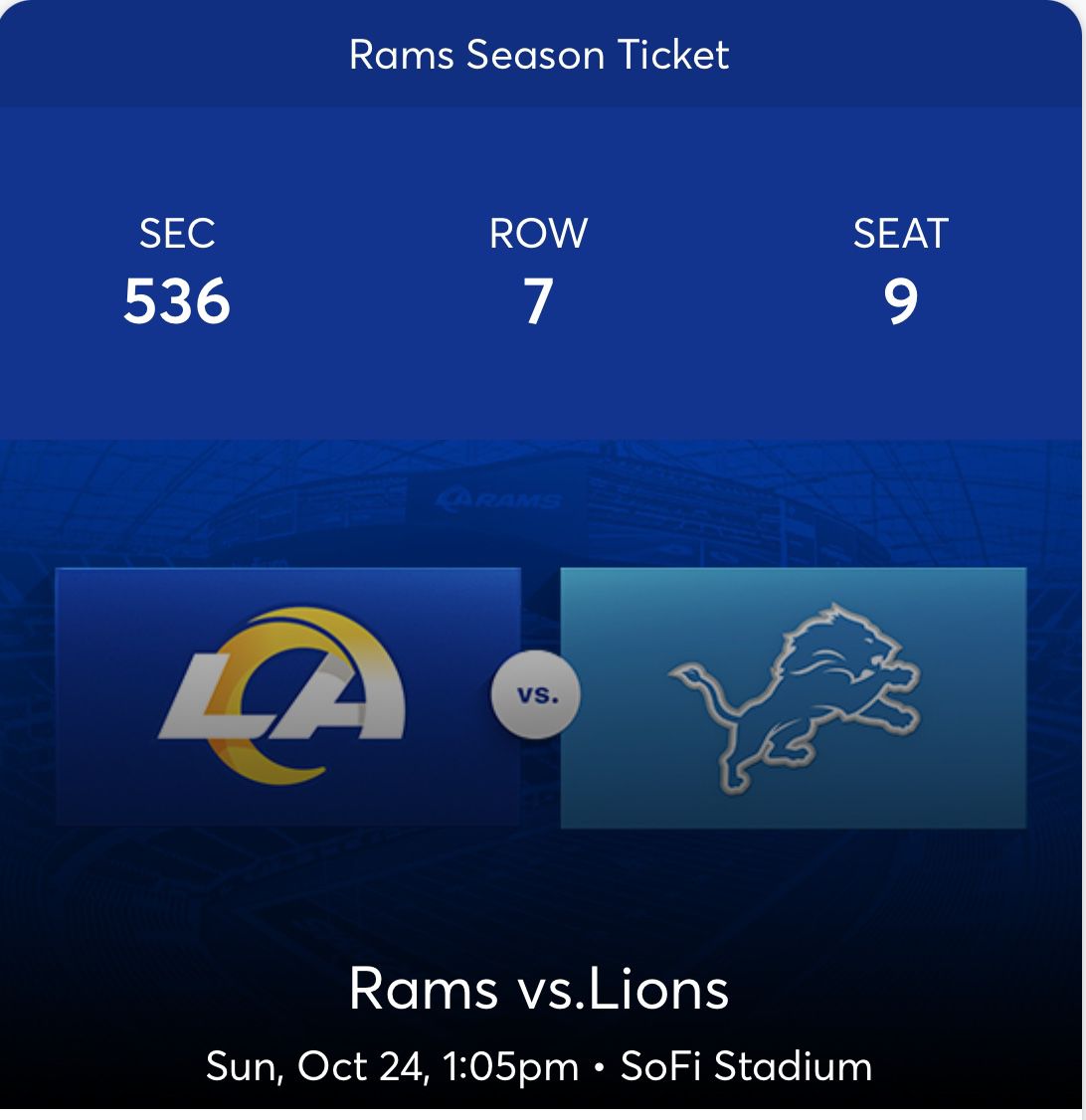 Rams tickets and tailgate 