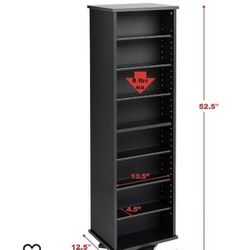  2-Sided CD DVD Rotating Storage Tower in Black