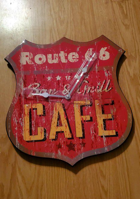 Route 66 Bar And Grille Cafe Clock..14 X14  LargeBrand New!
