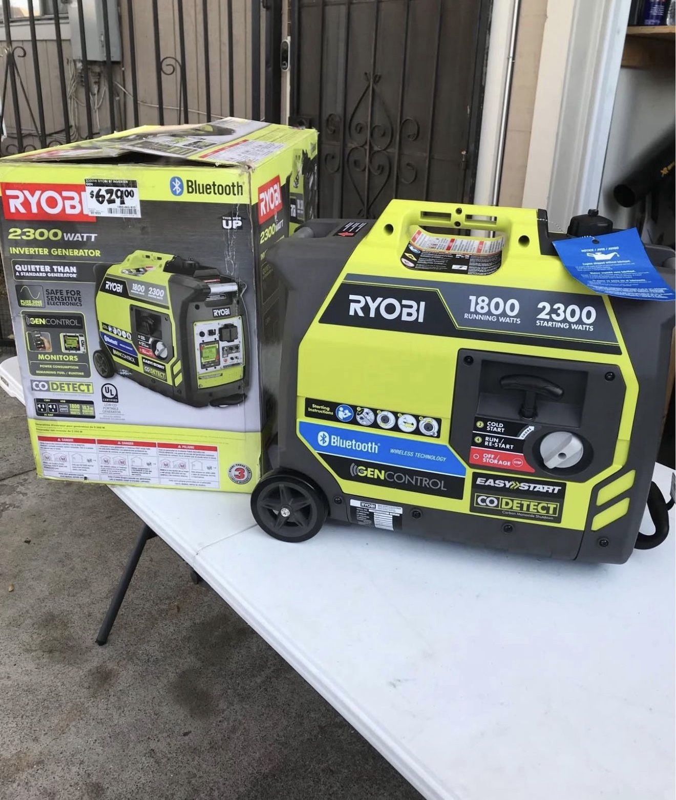 RYOBI 2,300-Watt Recoil Start Bluetooth Super Quiet Gasoline Powered Digital Inverter Generator