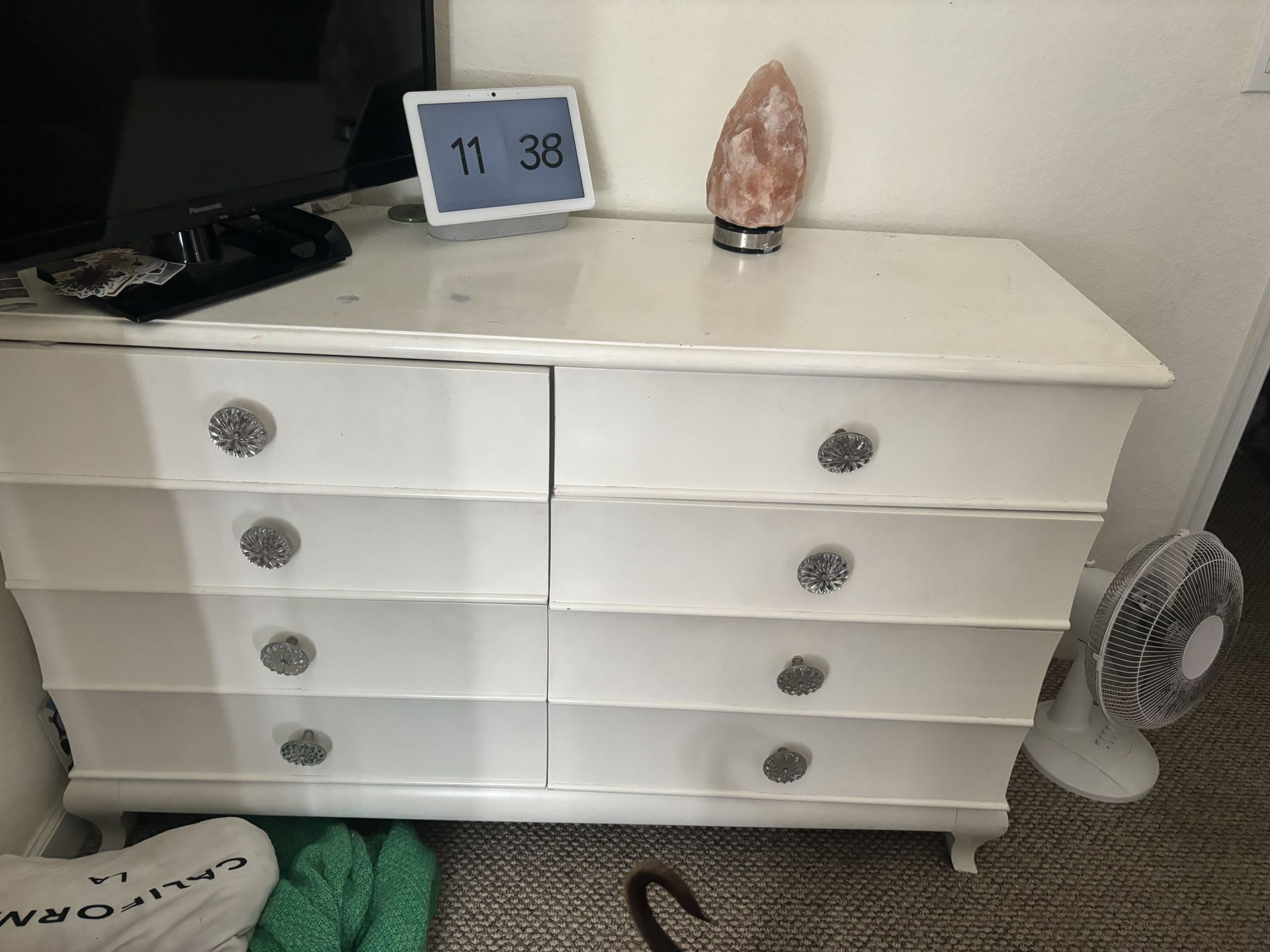 White Wood Dresser With Attached Mirror 