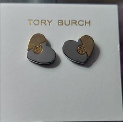 Tory Burch puzzle heart stud earrings