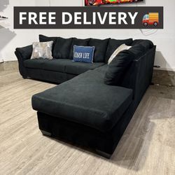 •Free Delivery• Black Sectional Couch 🛋️ 