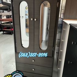 Tall Grey Closet With Mirror New Wardrobe Armoire Nuevo 