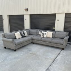 Gray Nailhead Sectional Couch. Free Delivery!