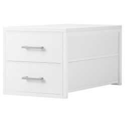 White Wood Top Bedside Table with Fabric Drawers