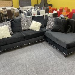 Velvet Living Room Sectional - Delivery And Financing Available 