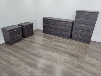 Dresser,  Chest And 2 Nightstands - Cómoda,  Gavetero y 2 Mesitas de noche