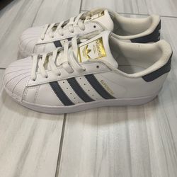 Adidas Superstar Gray Stripes Size 5