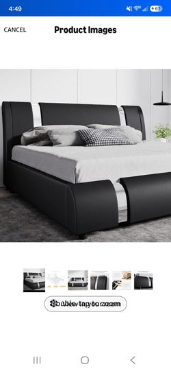 Black Faux Leather Upholstered Bed Frame